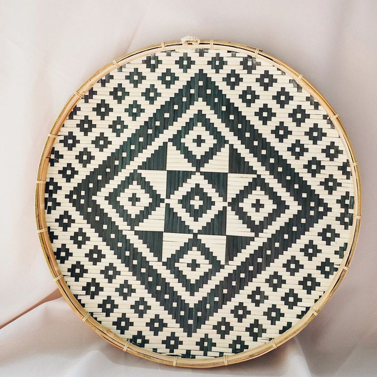 黑白几何编织圆盘