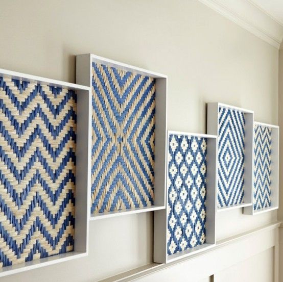 蓝白编织框饰组合